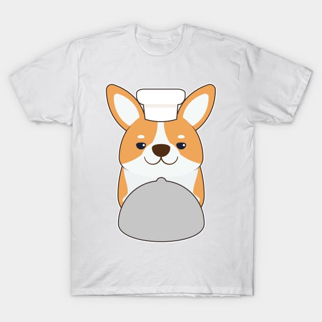 Dog puppy as Cook with Platter T-Shirt by Markus Schnabel